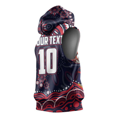 Personalized Melbourne Demons Mascot Sleeveless Hoodie Aboriginal Dot Art - Dreamtime Football Mascot