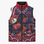 Personalized Melbourne Demons Mascot Sleeveless Puffer Jacket Aboriginal Dot Art - Dreamtime Football Mascot