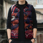 Personalized Melbourne Demons Mascot Sleeveless Puffer Jacket Aboriginal Dot Art - Dreamtime Football Mascot