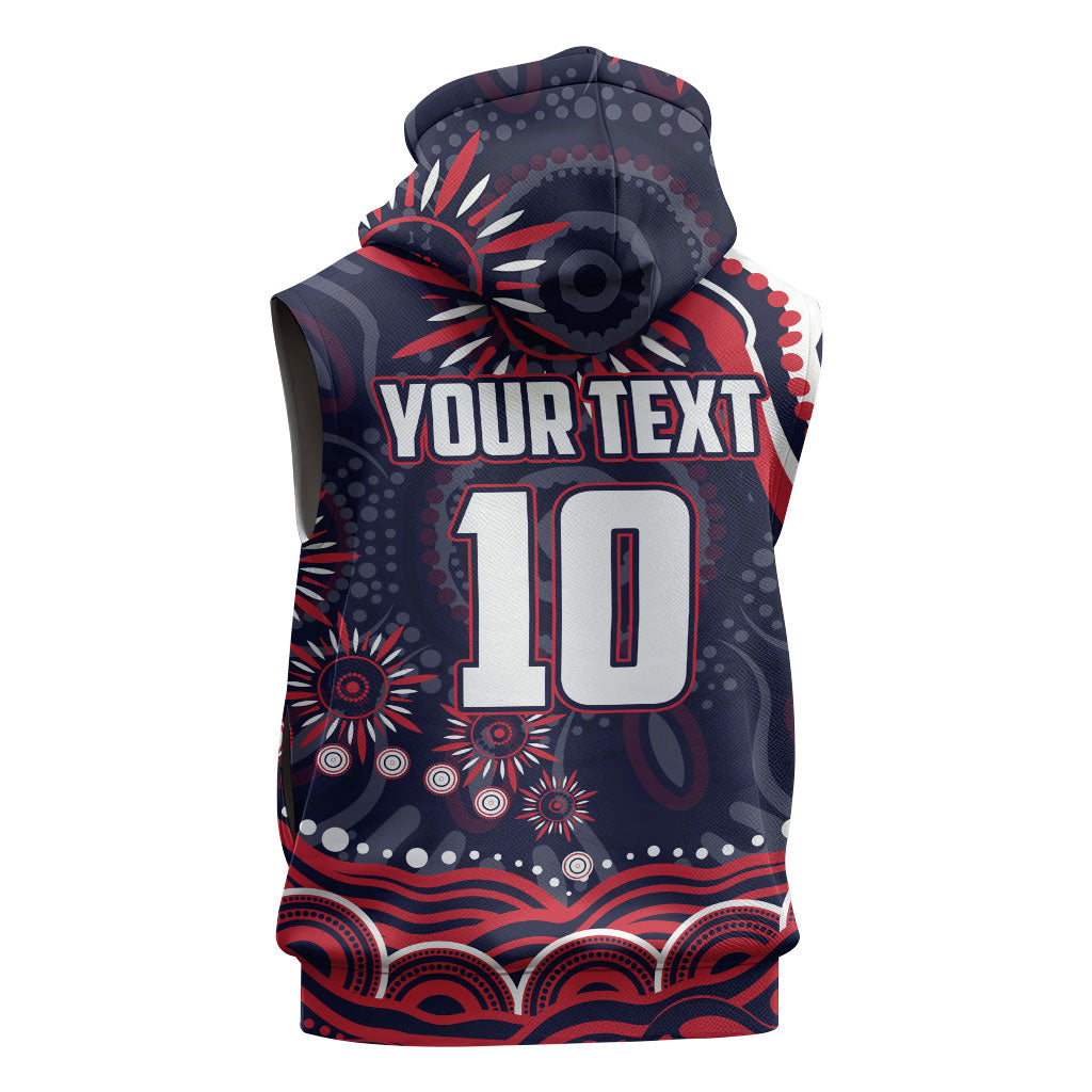 Personalized Melbourne Demons Mascot Sleeveless Zip Hoodie Aboriginal Dot Art - Dreamtime Football Mascot