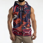 Personalized Melbourne Demons Mascot Sleeveless Zip Hoodie Aboriginal Dot Art - Dreamtime Football Mascot