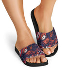 Personalized Melbourne Demons Mascot Slide Sandals Aboriginal Dot Art - Dreamtime Football Mascot