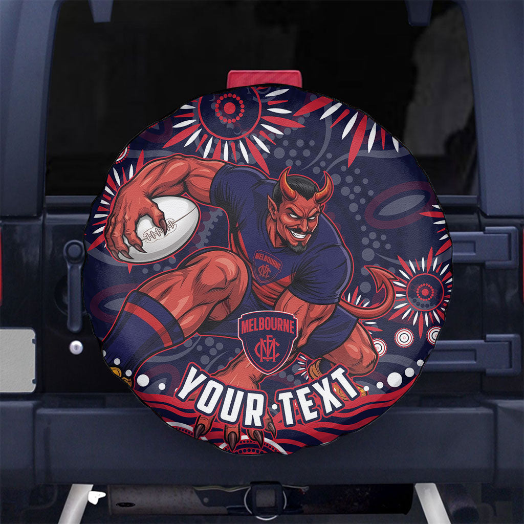 Personalized Melbourne Demons Mascot Spare Tire Cover Aboriginal Dot Art - Dreamtime Football Mascot