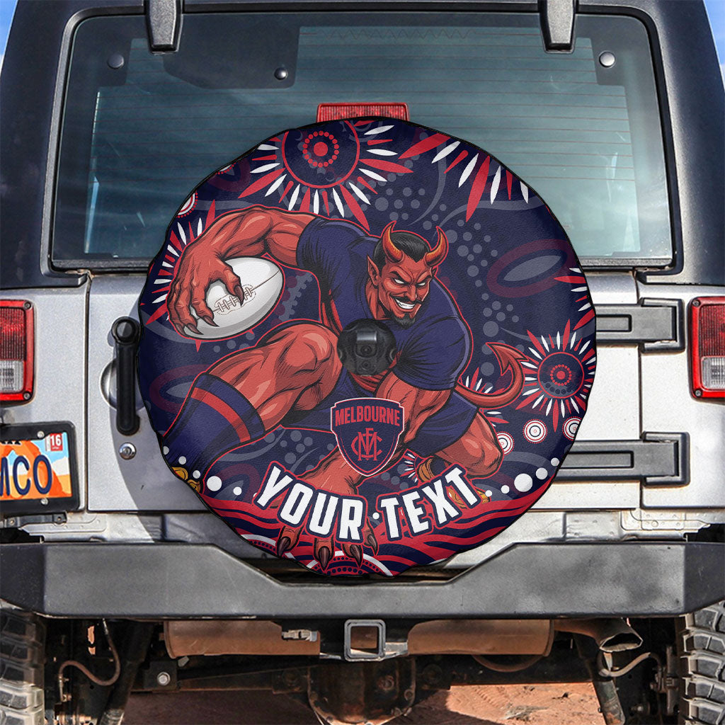 Personalized Melbourne Demons Mascot Spare Tire Cover Aboriginal Dot Art - Dreamtime Football Mascot