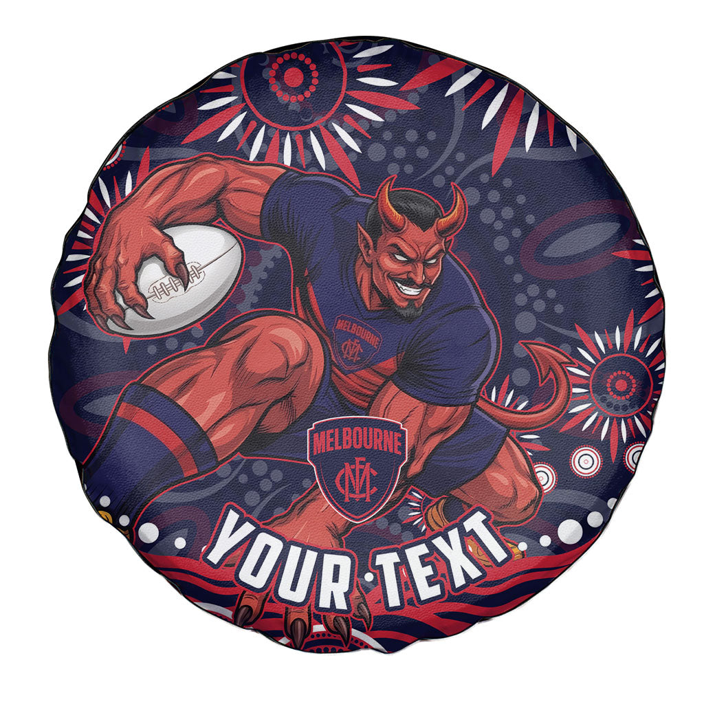 Personalized Melbourne Demons Mascot Spare Tire Cover Aboriginal Dot Art - Dreamtime Football Mascot