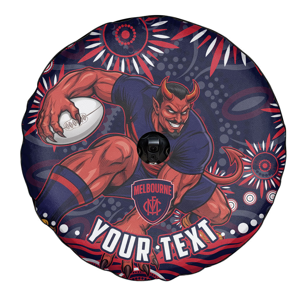 Personalized Melbourne Demons Mascot Spare Tire Cover Aboriginal Dot Art - Dreamtime Football Mascot