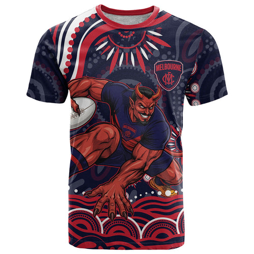 Personalized Melbourne Demons Mascot T Shirt Aboriginal Dot Art - Dreamtime Football Mascot