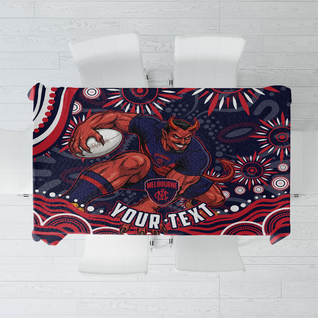 Personalized Melbourne Demons Mascot Tablecloth Aboriginal Dot Art - Dreamtime Football Mascot