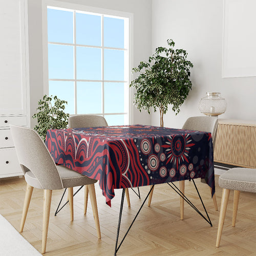 Personalized Melbourne Demons Mascot Tablecloth Aboriginal Dot Art - Dreamtime Football Mascot