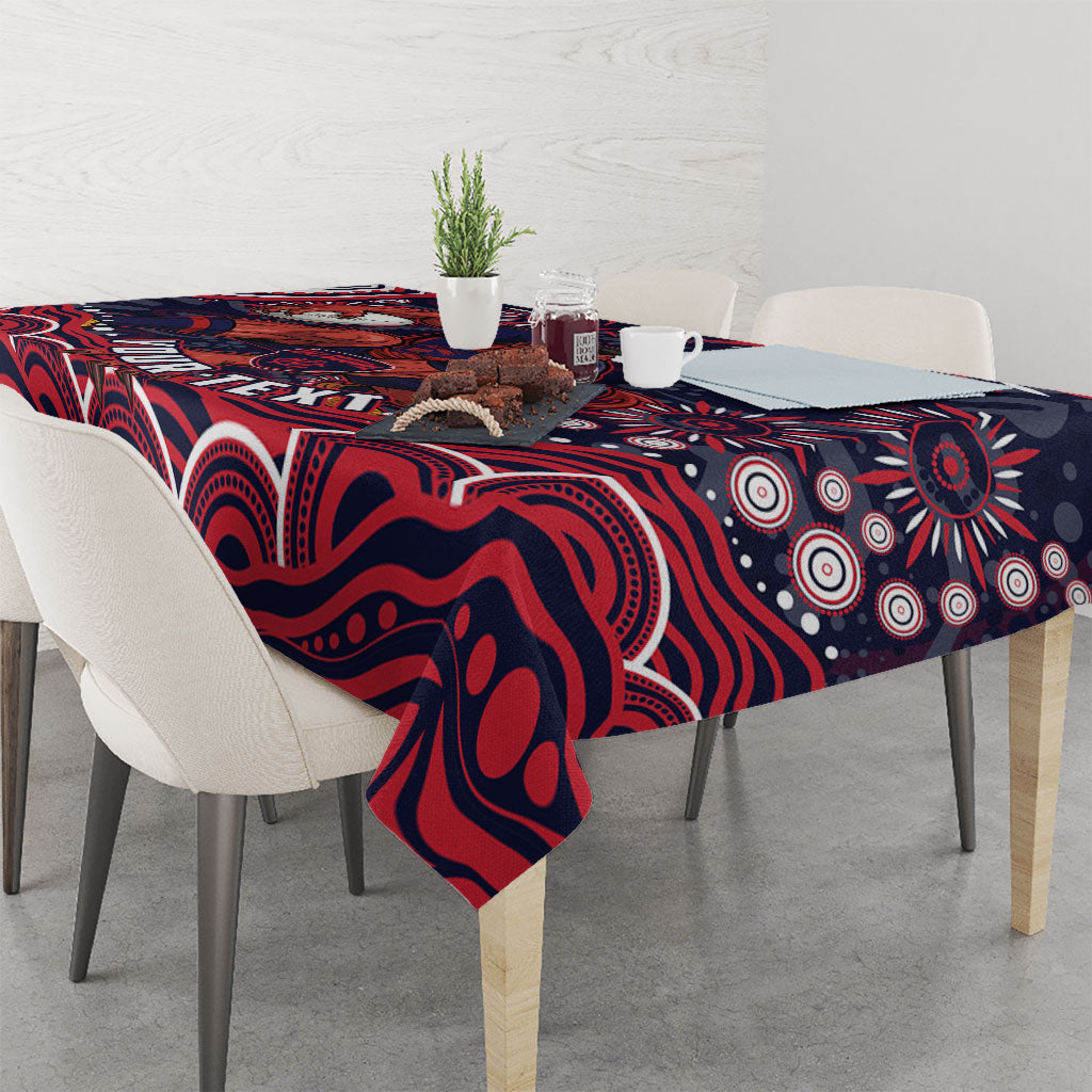 Personalized Melbourne Demons Mascot Tablecloth Aboriginal Dot Art - Dreamtime Football Mascot