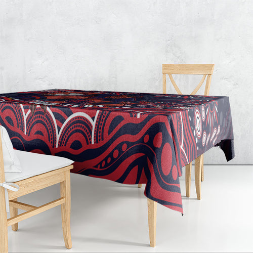 Personalized Melbourne Demons Mascot Tablecloth Aboriginal Dot Art - Dreamtime Football Mascot