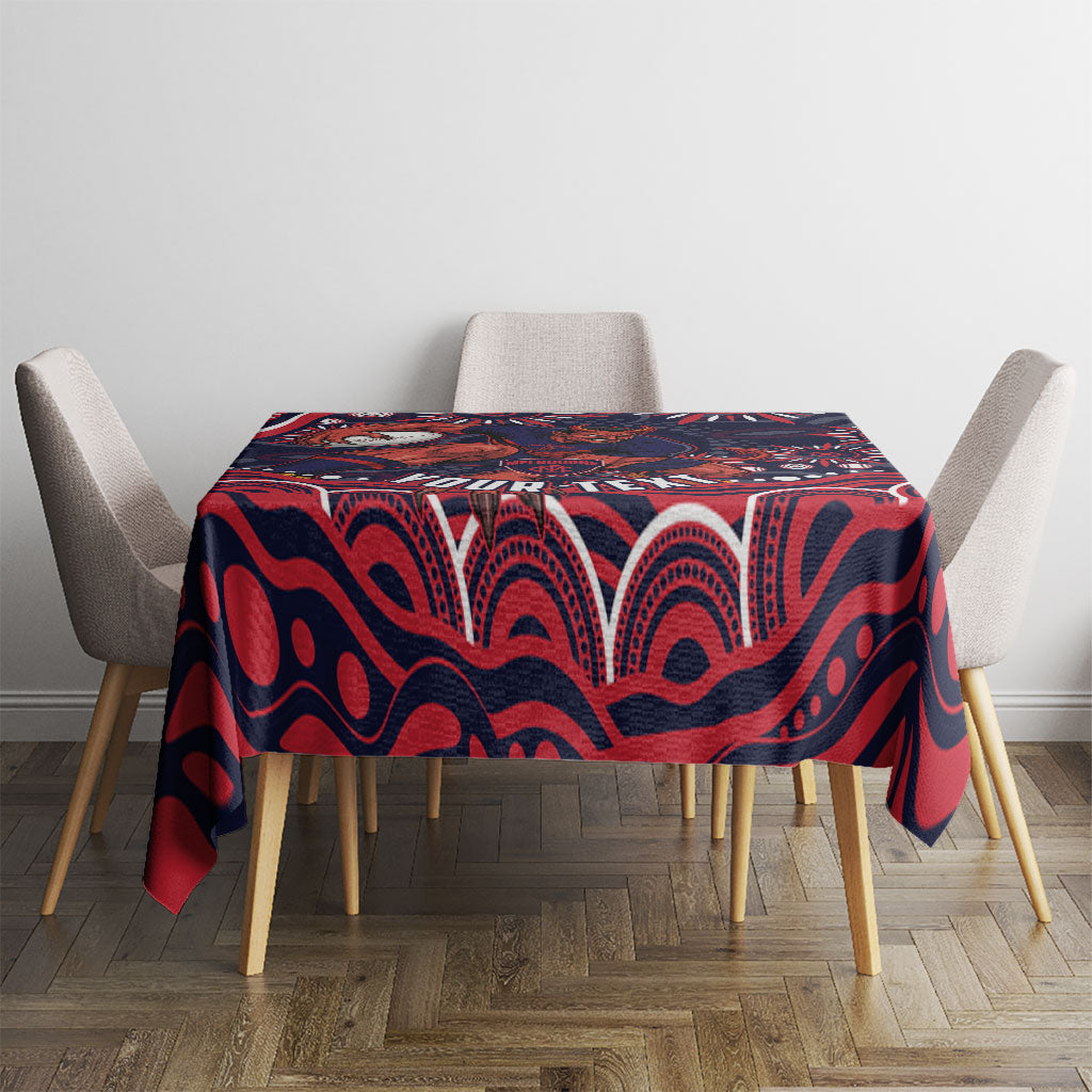 Personalized Melbourne Demons Mascot Tablecloth Aboriginal Dot Art - Dreamtime Football Mascot