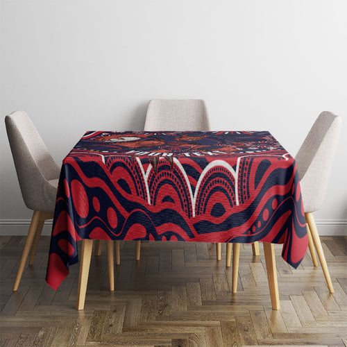 Personalized Melbourne Demons Mascot Tablecloth Aboriginal Dot Art - Dreamtime Football Mascot