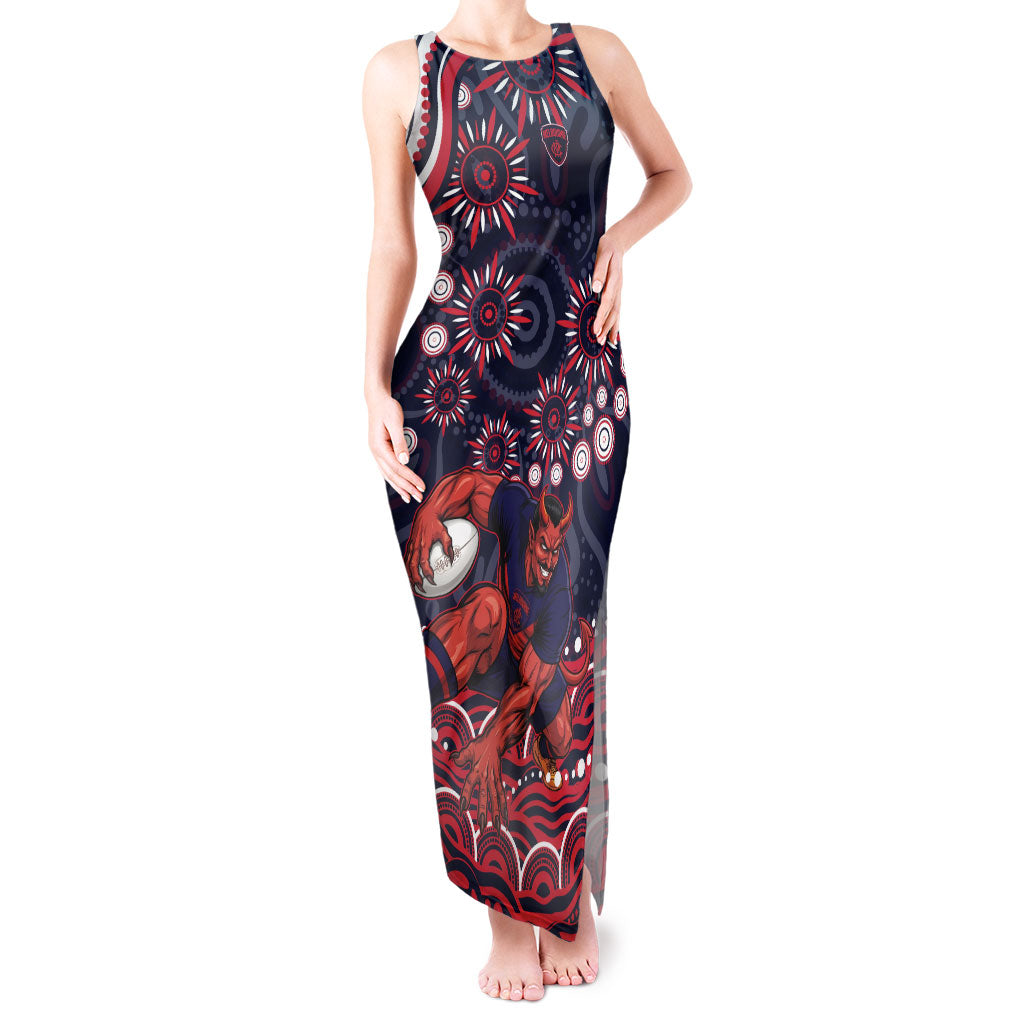 Personalized Melbourne Demons Mascot Tank Maxi Dress Aboriginal Dot Art - Dreamtime Football Mascot