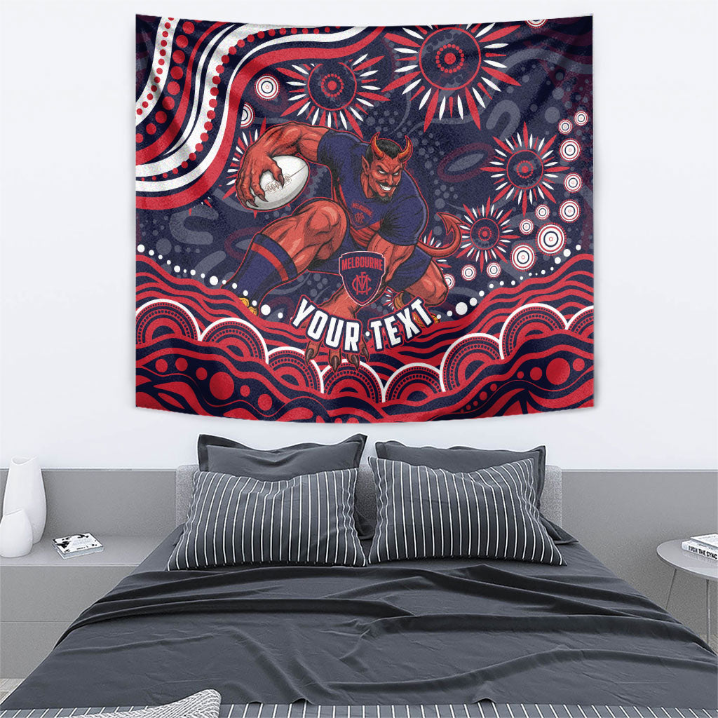 Personalized Melbourne Demons Mascot Tapestry Aboriginal Dot Art - Dreamtime Football Mascot