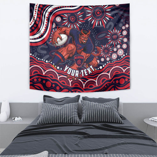 Personalized Melbourne Demons Mascot Tapestry Aboriginal Dot Art - Dreamtime Football Mascot