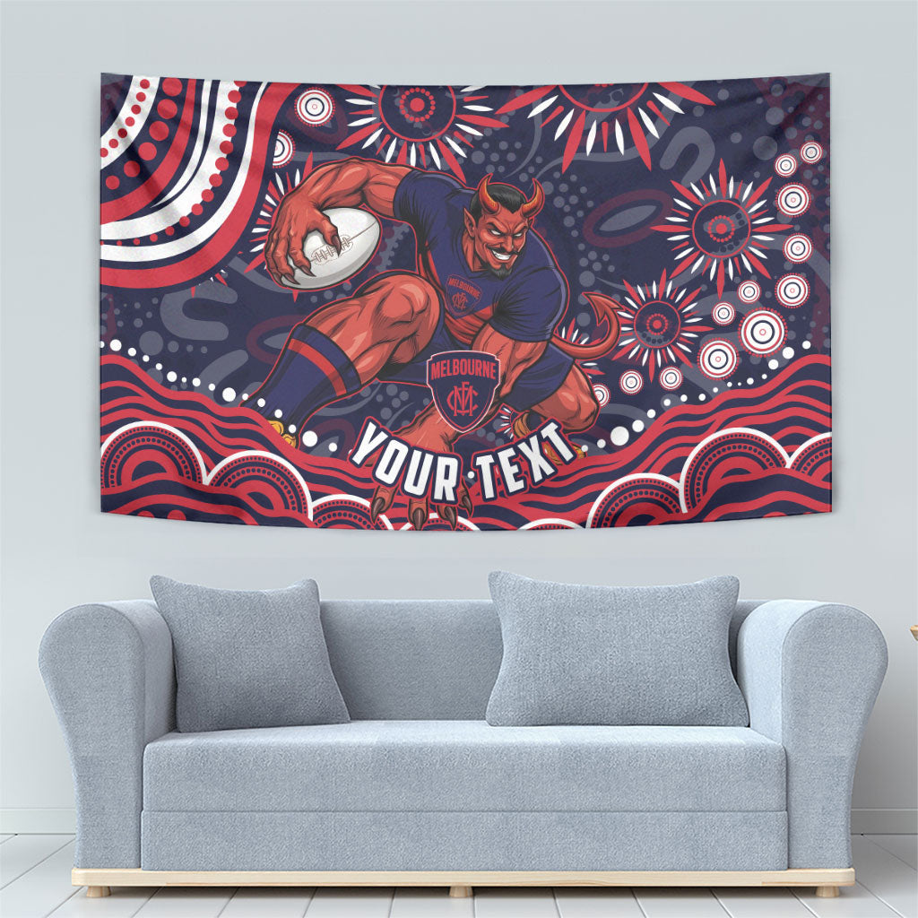 Personalized Melbourne Demons Mascot Tapestry Aboriginal Dot Art - Dreamtime Football Mascot