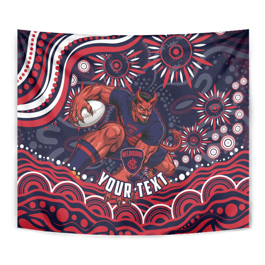 Personalized Melbourne Demons Mascot Tapestry Aboriginal Dot Art - Dreamtime Football Mascot