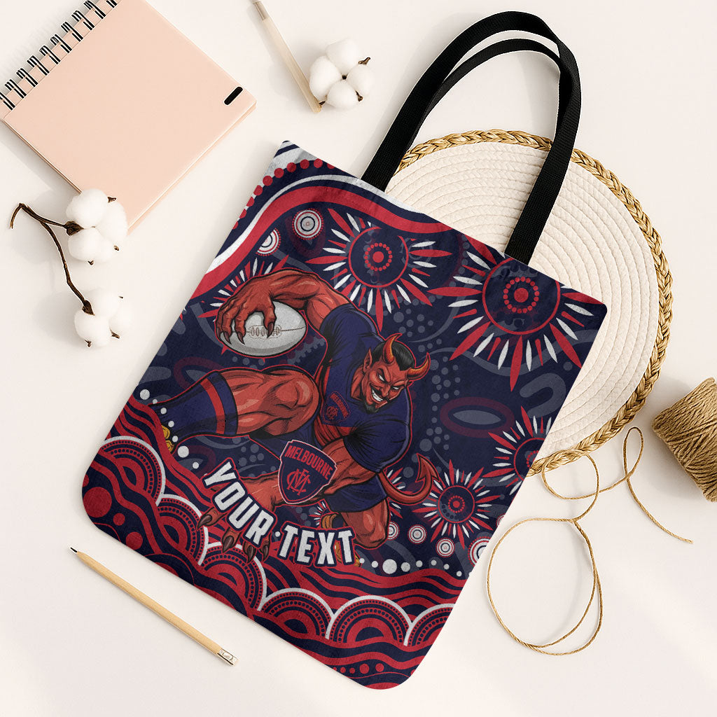 Personalized Melbourne Demons Mascot Tote Bag Aboriginal Dot Art - Dreamtime Football Mascot