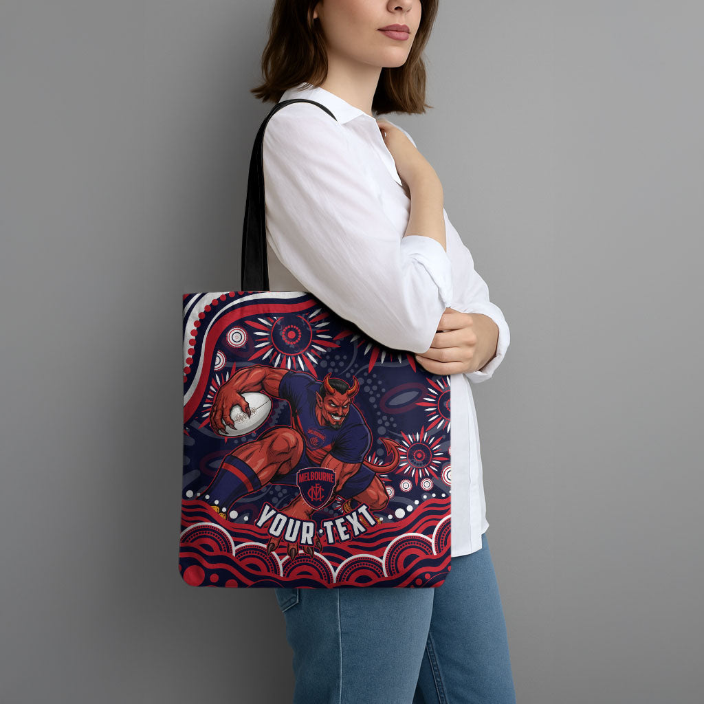 Personalized Melbourne Demons Mascot Tote Bag Aboriginal Dot Art - Dreamtime Football Mascot