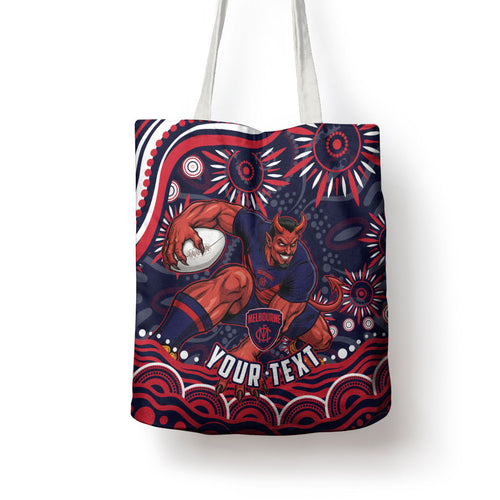 Personalized Melbourne Demons Mascot Tote Bag Aboriginal Dot Art - Dreamtime Football Mascot