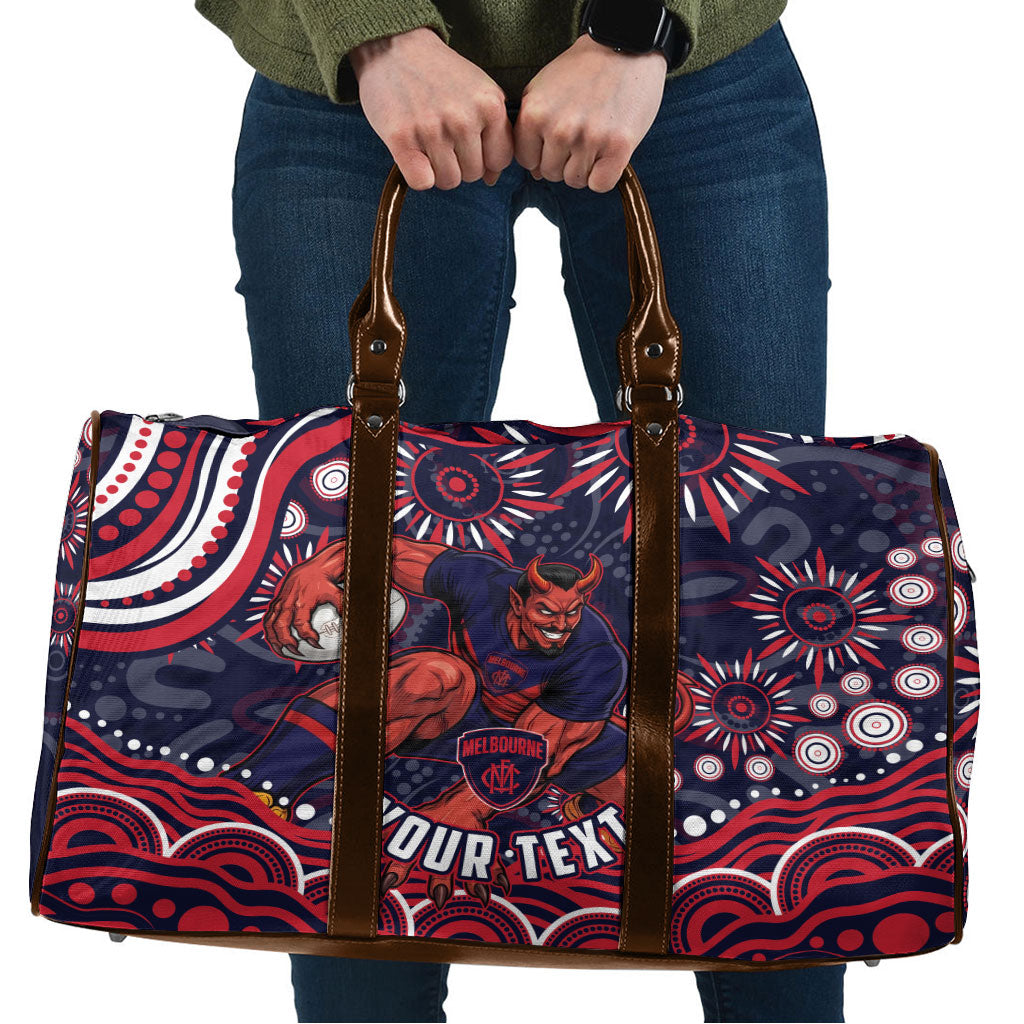 Personalized Melbourne Demons Mascot Travel Bag Aboriginal Dot Art - Dreamtime Football Mascot