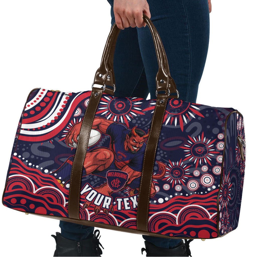 Personalized Melbourne Demons Mascot Travel Bag Aboriginal Dot Art - Dreamtime Football Mascot