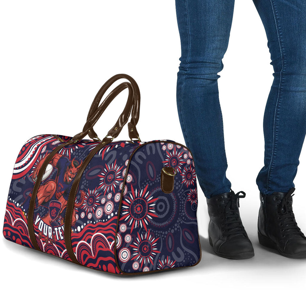 Personalized Melbourne Demons Mascot Travel Bag Aboriginal Dot Art - Dreamtime Football Mascot