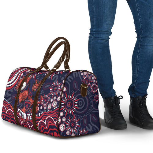 Personalized Melbourne Demons Mascot Travel Bag Aboriginal Dot Art - Dreamtime Football Mascot