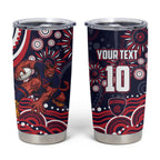 Personalized Melbourne Demons Mascot Tumbler Cup Aboriginal Dot Art - Dreamtime Football Mascot