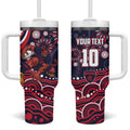 Personalized Melbourne Demons Mascot Tumbler With Handle Aboriginal Dot Art - Dreamtime Football Mascot