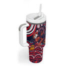 Personalized Melbourne Demons Mascot Tumbler With Handle Aboriginal Dot Art - Dreamtime Football Mascot