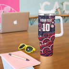 Personalized Melbourne Demons Mascot Tumbler With Handle Aboriginal Dot Art - Dreamtime Football Mascot