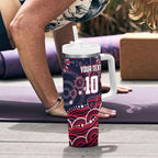 Personalized Melbourne Demons Mascot Tumbler With Handle Aboriginal Dot Art - Dreamtime Football Mascot