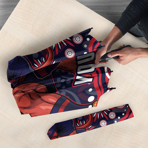 Personalized Melbourne Demons Mascot Umbrella Aboriginal Dot Art - Dreamtime Football Mascot