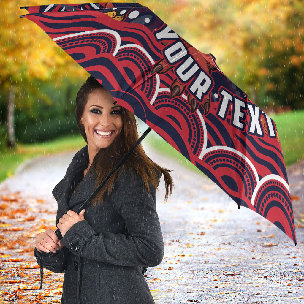 Personalized Melbourne Demons Mascot Umbrella Aboriginal Dot Art - Dreamtime Football Mascot