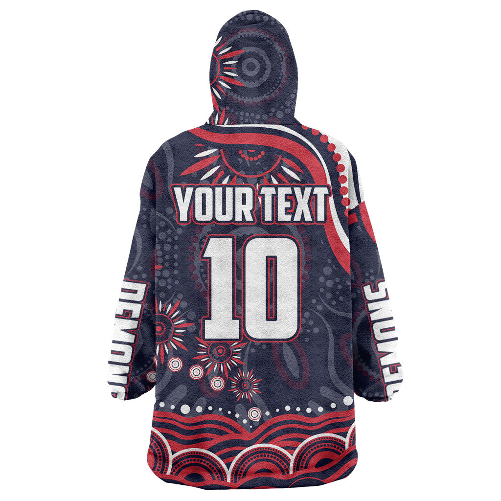 Personalized Melbourne Demons Mascot Wearable Blanket Hoodie Aboriginal Dot Art - Dreamtime Football Mascot