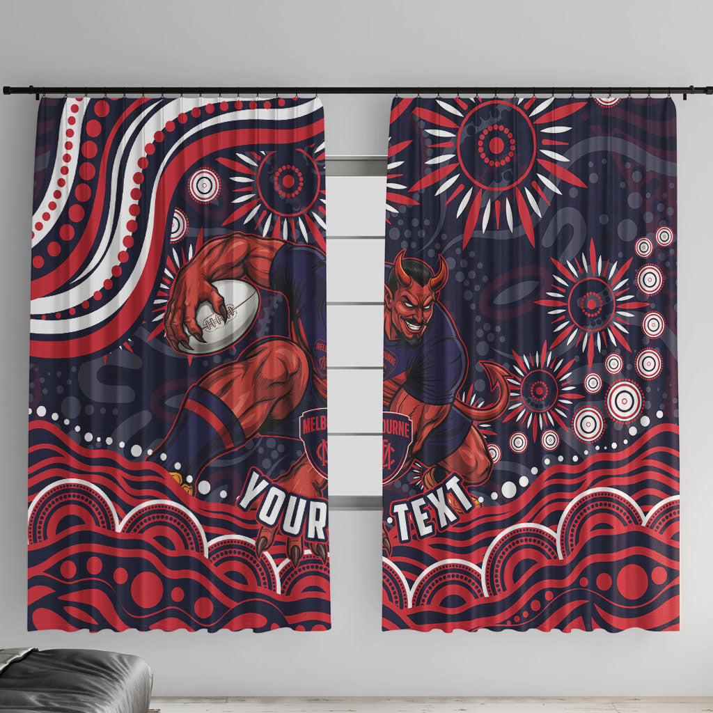 Personalized Melbourne Demons Mascot Window Curtain Aboriginal Dot Art - Dreamtime Football Mascot