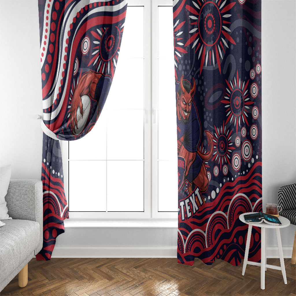 Personalized Melbourne Demons Mascot Window Curtain Aboriginal Dot Art - Dreamtime Football Mascot