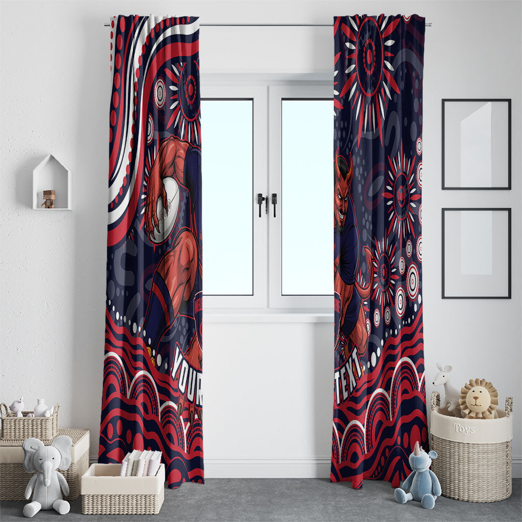 Personalized Melbourne Demons Mascot Window Curtain Aboriginal Dot Art - Dreamtime Football Mascot
