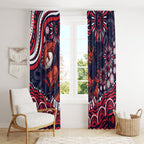 Personalized Melbourne Demons Mascot Window Curtain Aboriginal Dot Art - Dreamtime Football Mascot