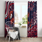 Personalized Melbourne Demons Mascot Window Curtain Aboriginal Dot Art - Dreamtime Football Mascot