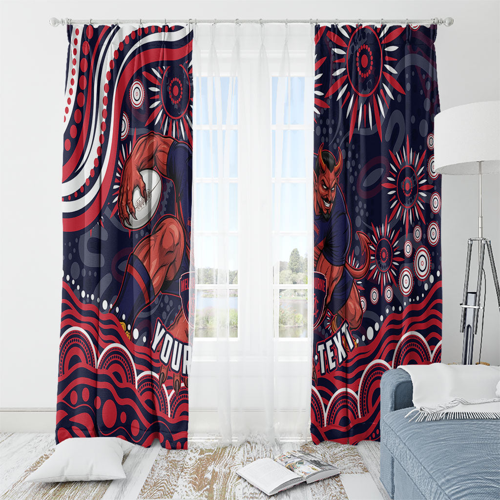 Personalized Melbourne Demons Mascot Window Curtain Aboriginal Dot Art - Dreamtime Football Mascot