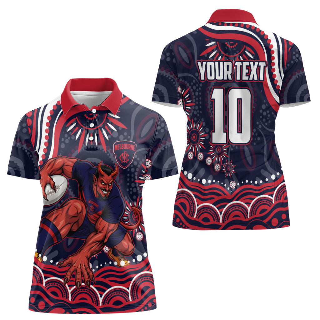 Personalized Melbourne Demons Mascot Women Polo Shirt Aboriginal Dot Art - Dreamtime Football Mascot