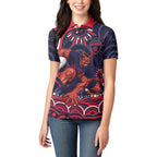 Personalized Melbourne Demons Mascot Women Polo Shirt Aboriginal Dot Art - Dreamtime Football Mascot