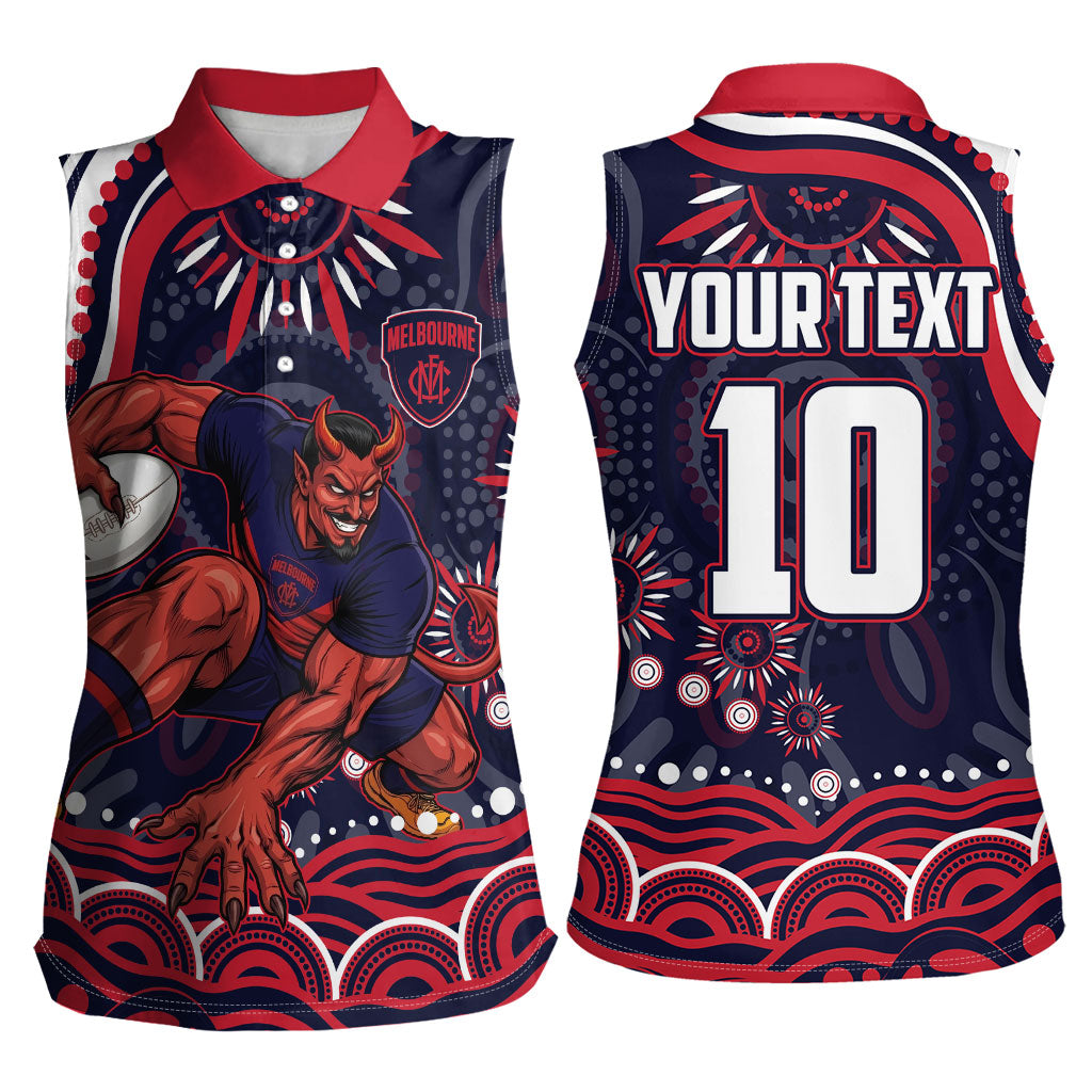 Personalized Melbourne Demons Mascot Women Sleeveless Polo Shirt Aboriginal Dot Art - Dreamtime Football Mascot