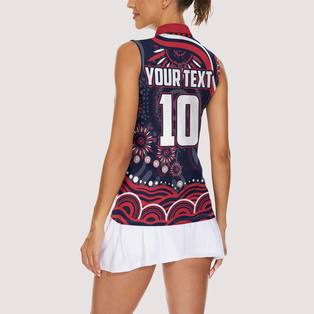 Personalized Melbourne Demons Mascot Women Sleeveless Polo Shirt Aboriginal Dot Art - Dreamtime Football Mascot