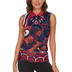 Personalized Melbourne Demons Mascot Women Sleeveless Polo Shirt Aboriginal Dot Art - Dreamtime Football Mascot