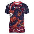 Personalized Melbourne Demons Mascot Women V-Neck T-Shirt Aboriginal Dot Art - Dreamtime Football Mascot
