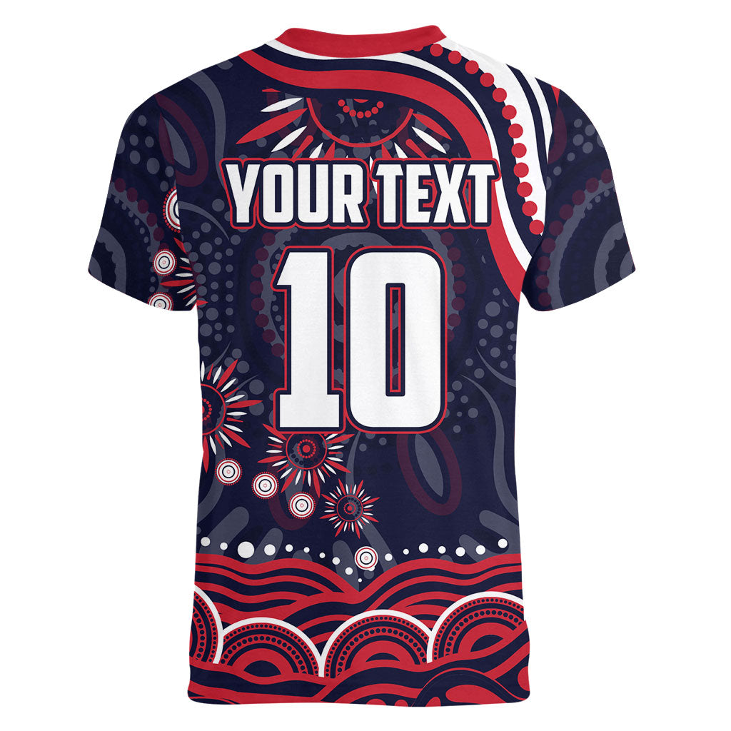 Personalized Melbourne Demons Mascot Women V-Neck T-Shirt Aboriginal Dot Art - Dreamtime Football Mascot